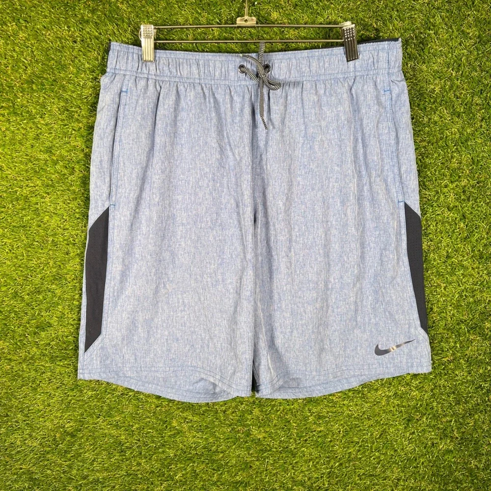 Nike Mens Blue Heathered Athletic Swim Trunks Mesh Panels‎ Size Large